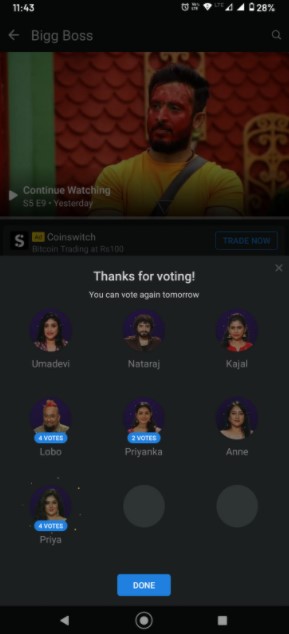 Bigg boss season 5 vote